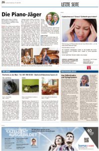 Luzerner Rundschau «Column: Die Piano-Jäger» (Newspaper, 15 July 2016, Switzerland)