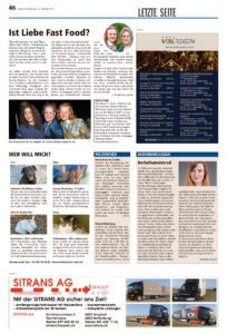 Luzerner Rundschau «Column: Ist Liebe Fast Food» (Newspaper, 27 Oktober 2017, Switzerland)