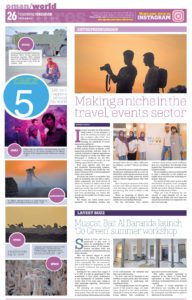 Oman Observer «Making a niche in the travel, events sector» (Newspaper, 31 July 2017, Oman)