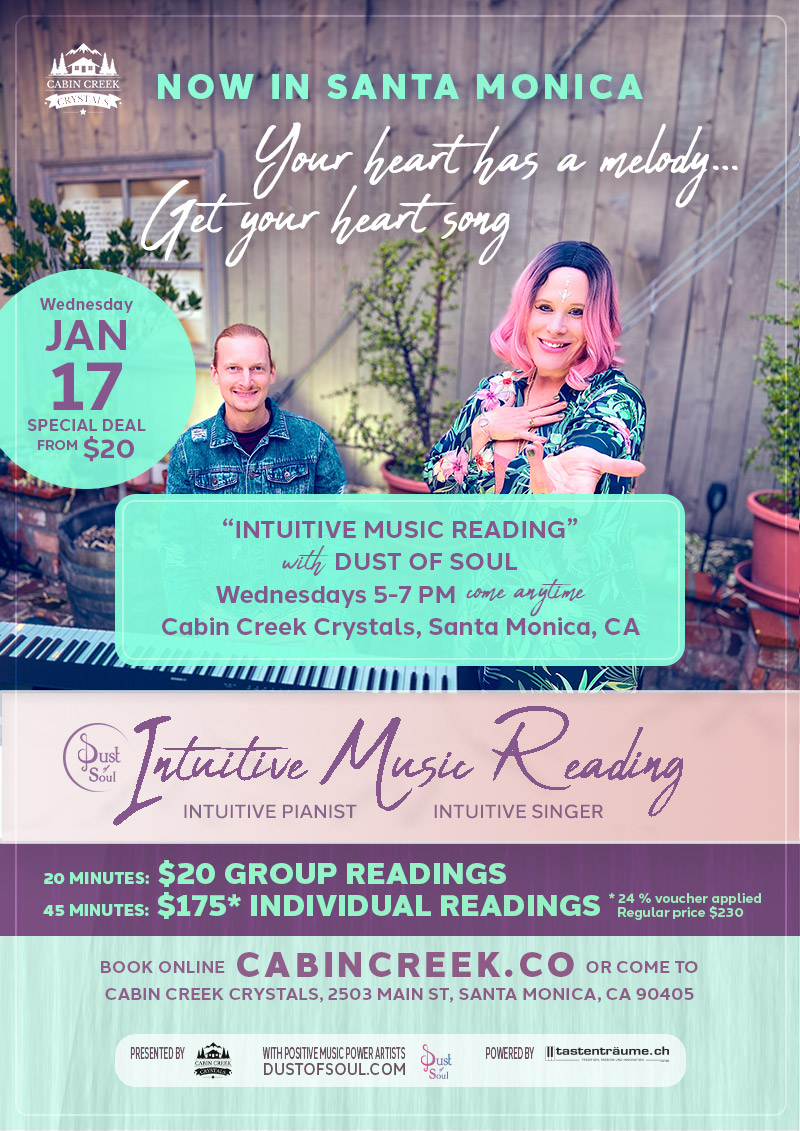 Special New Year's “Intuitive Music Reading” Event at Cabin Creek Crystals Santa Monica