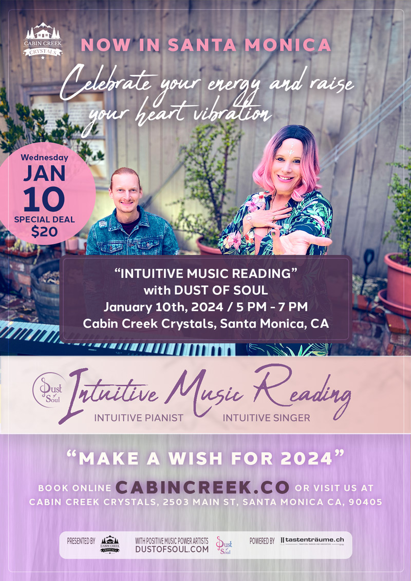 Special New Year's “Intuitive Music Reading” Event at Cabin Creek Crystals Santa Monica