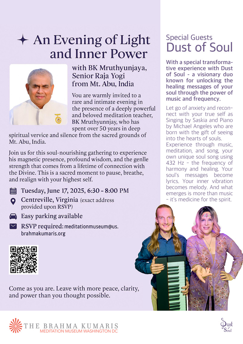 An Evening of Light and Inner Power with BK Mruthyunjaya and Special Guests Dust of Soul